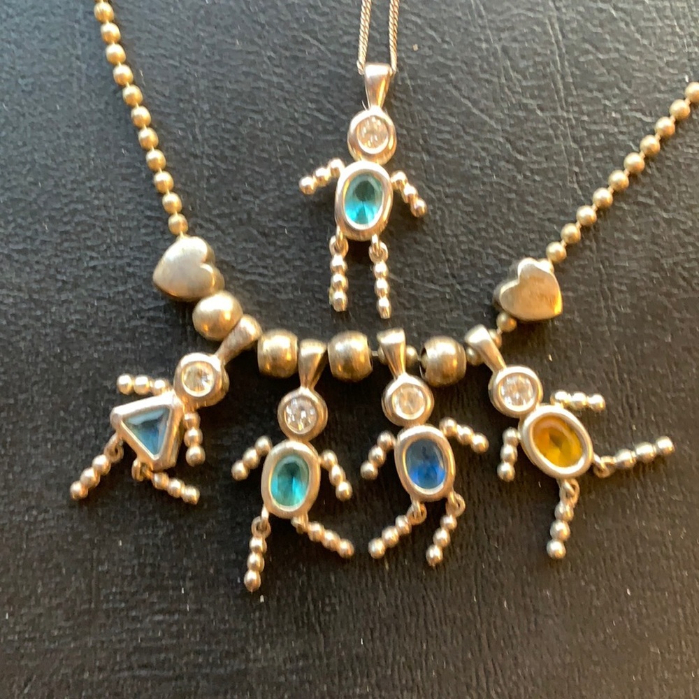 People charms with rhinestones birthstones .925